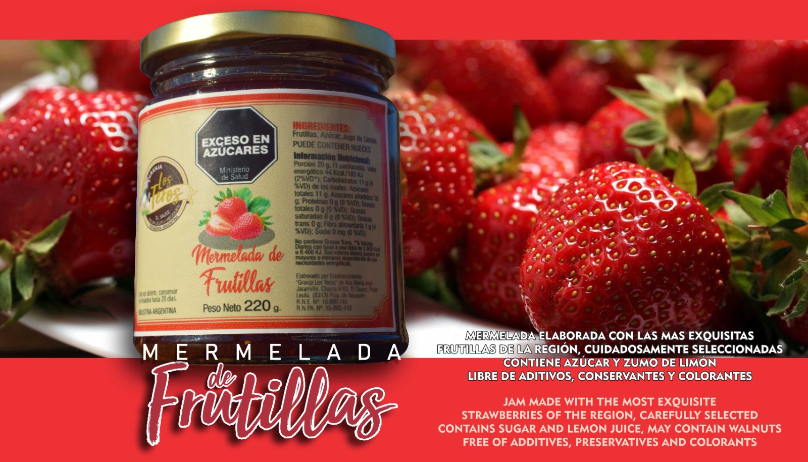 Mermelada de frutilla. Granja los teros